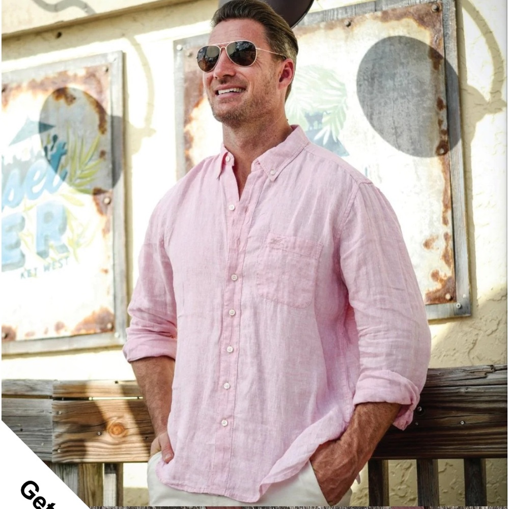 Ermenegildo Zegna Soft Linen Long Sleeve Button Up w Front Pocket